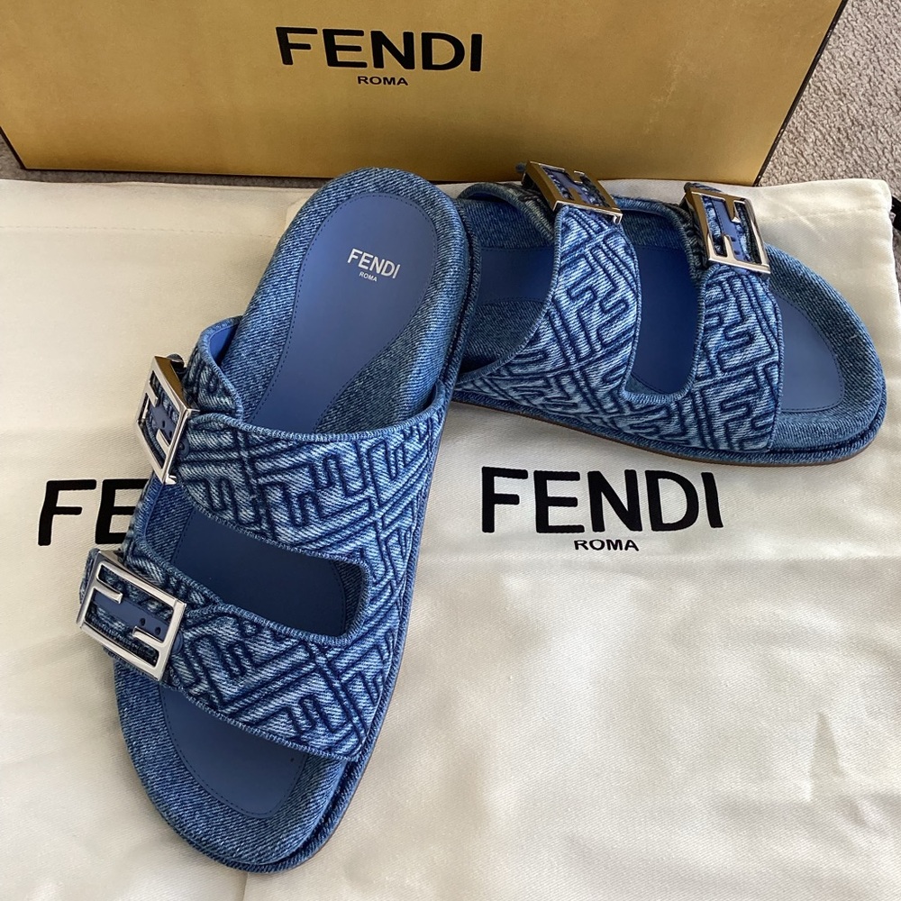 Sale ✔️Brand new FENDI Denim Logo sandals